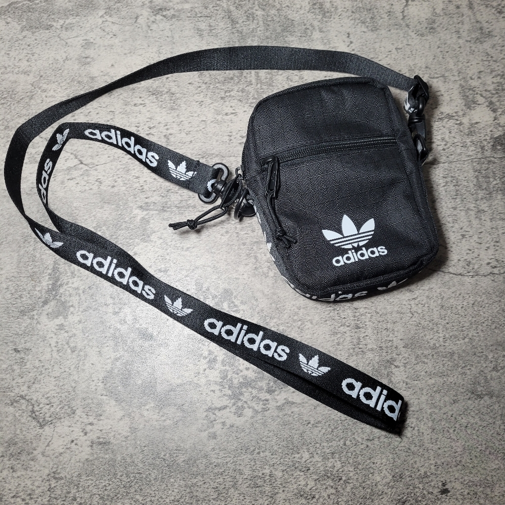 Adidas Originals Black Linear Core Festival Crossbody Bag One Size